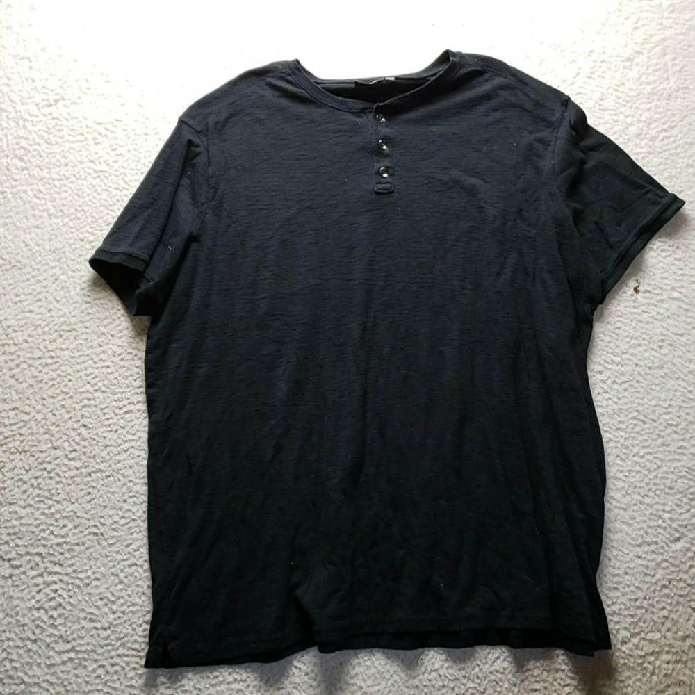 Apt. 9 Shirt Mens 3XLT Black Short Sleeve Henley Cotton Jersey Tee Big Tall